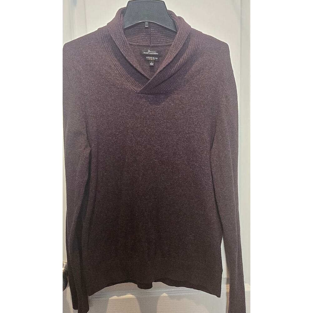 Cotton cashmere wool Marc Anthony sweater slim fit sz L shawl neck